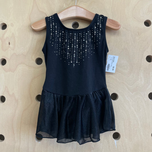Black Rhinestone Skirted Leotard