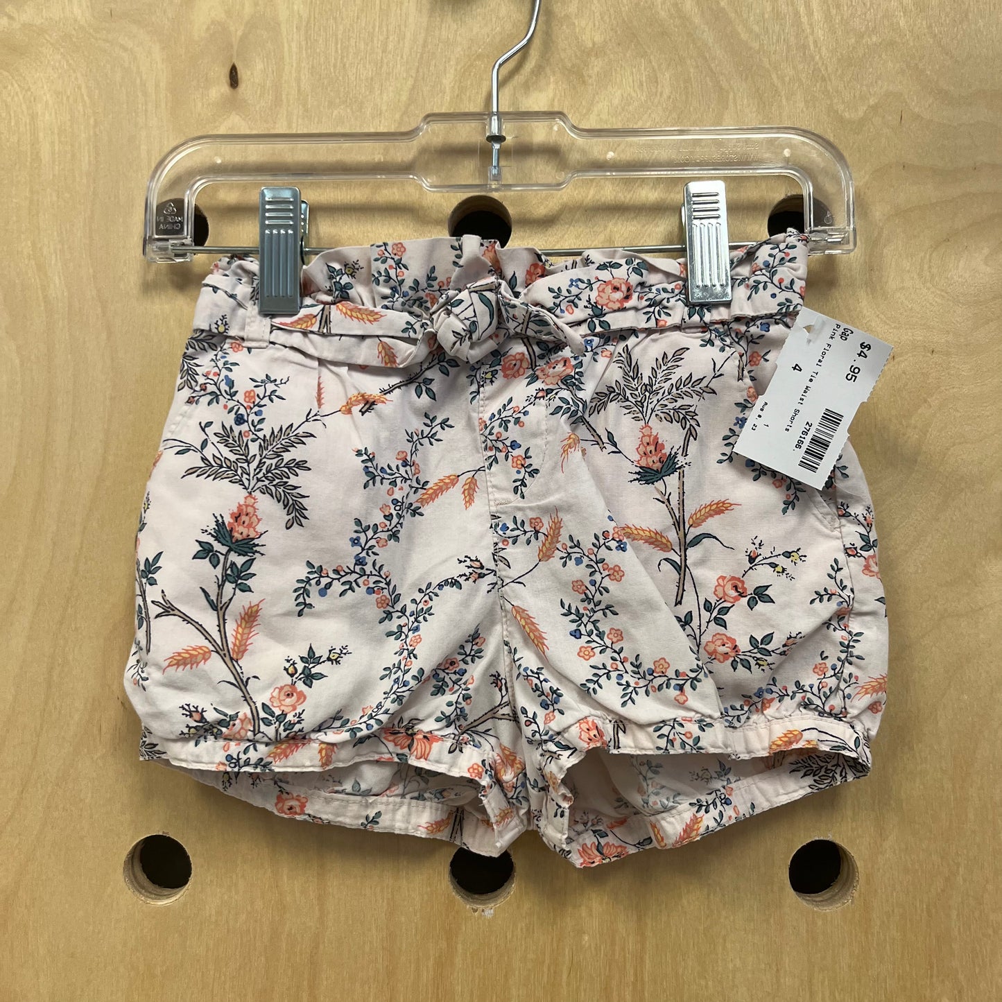 Pink Floral Tie Waist Shorts