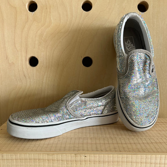 Silver Sequins Slip Ons