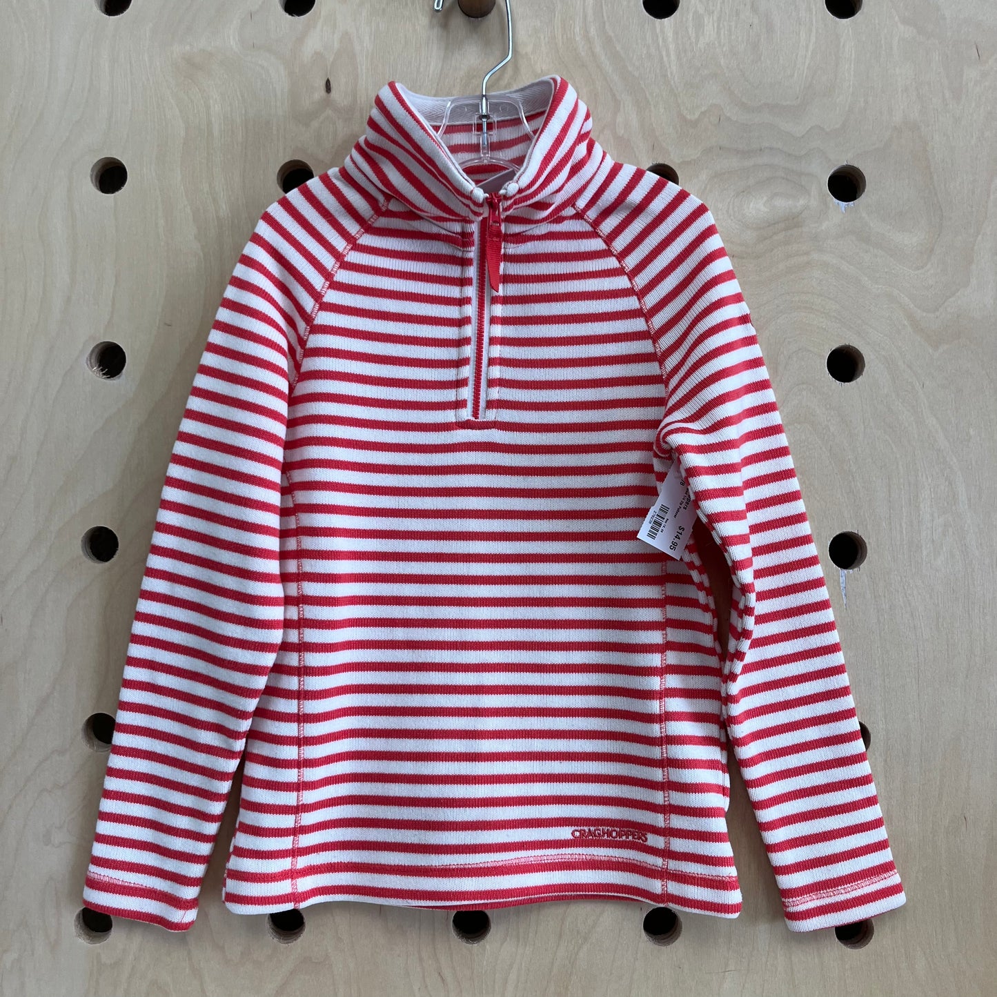 Coral Striped 1/4 Zip Pullover