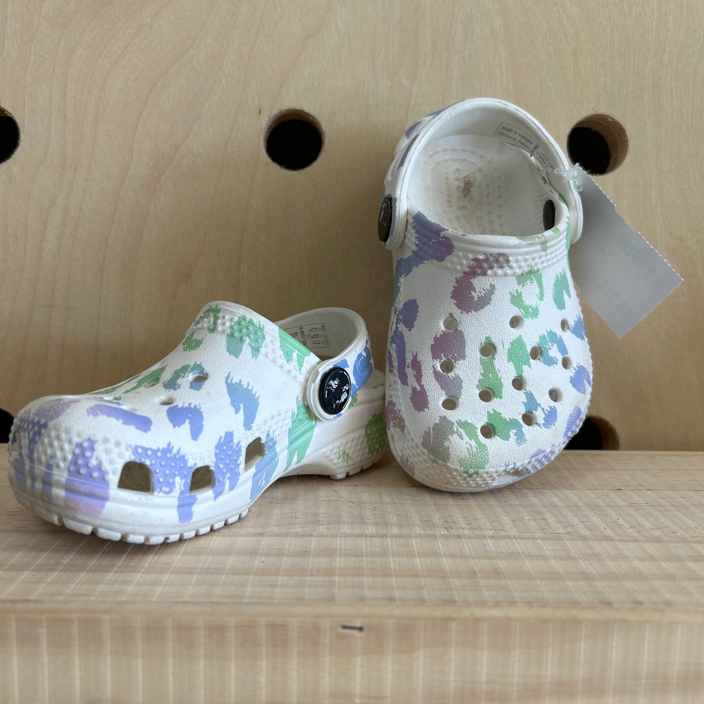 White Anilmal Print Clogs