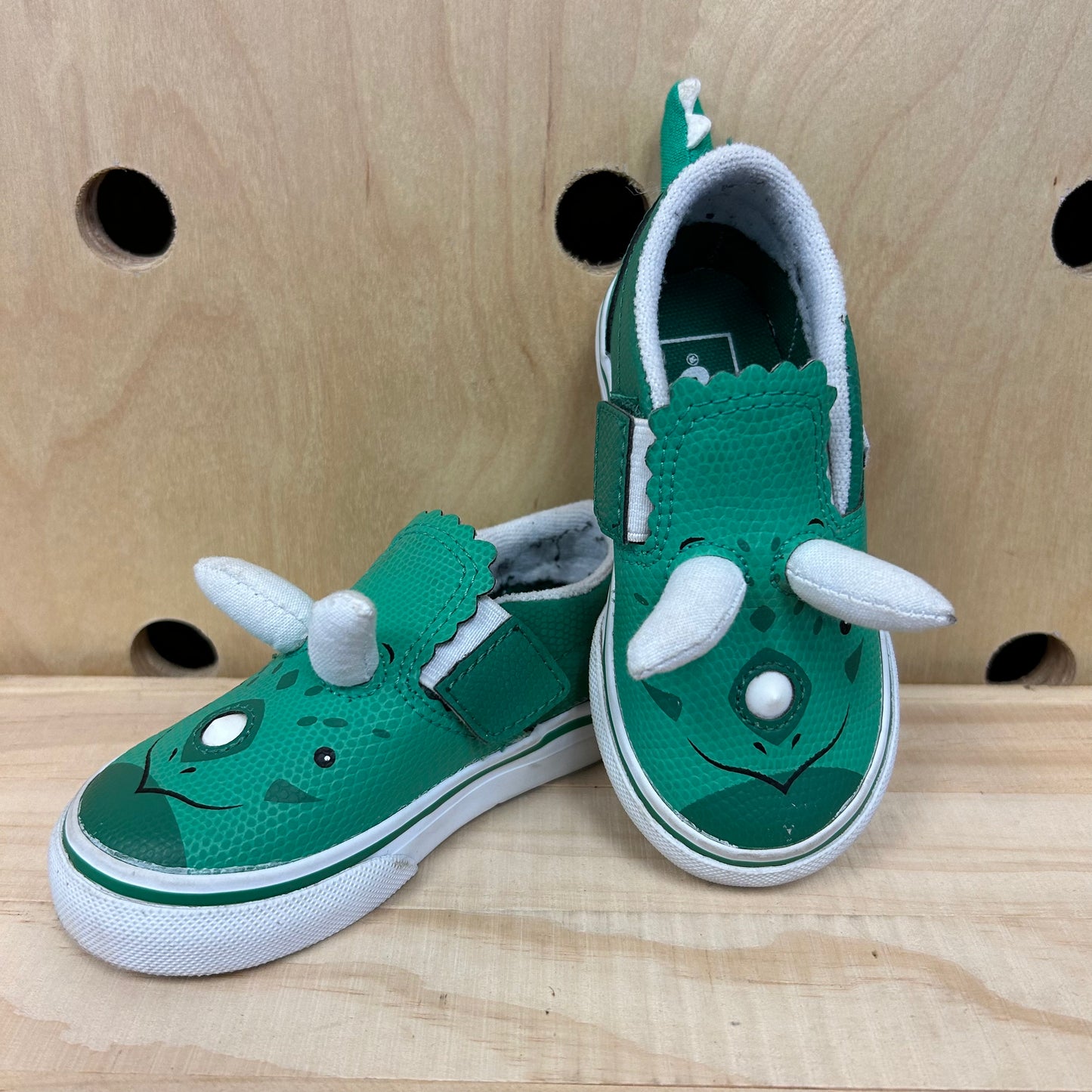 Green Dino Slip Ons