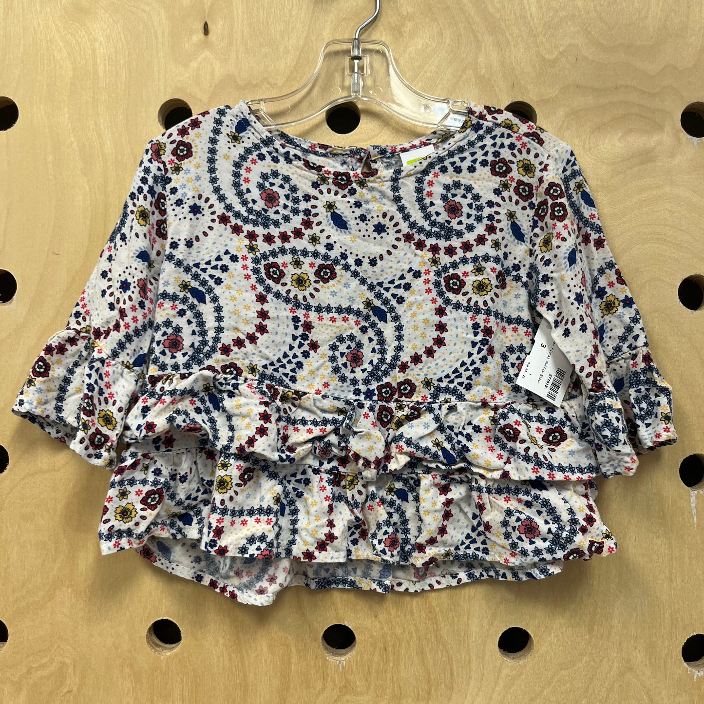 Multi Color Floral Ruffle Blouse