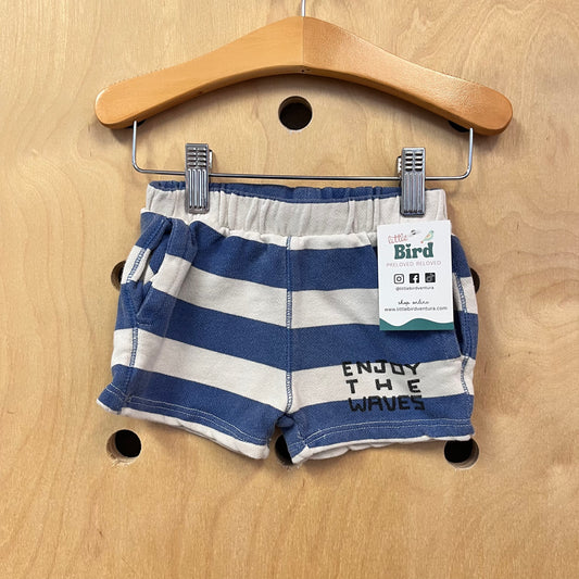 Blue Striped Enjoy the Waves Shorts