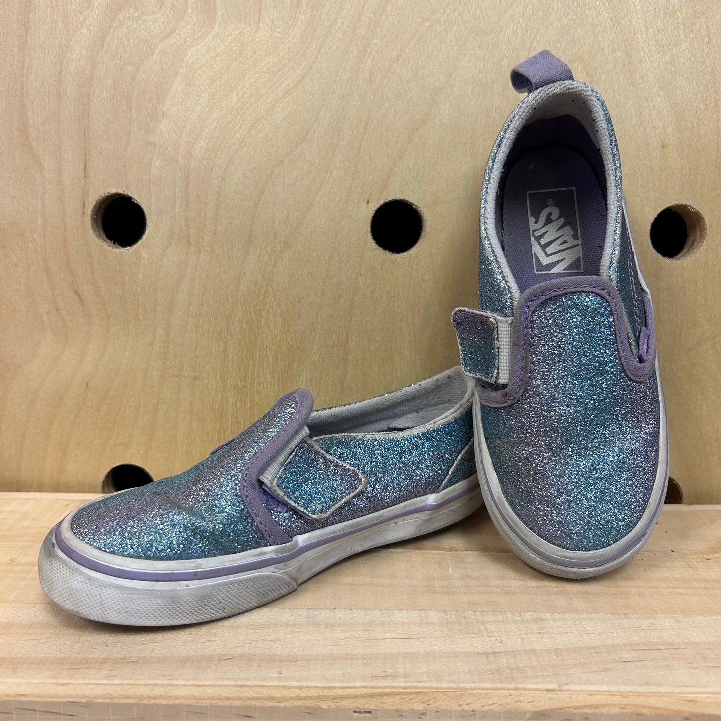 Blue & Purple Glitter Slip Ons