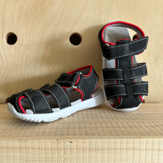 Black & Red Velcro Sandals