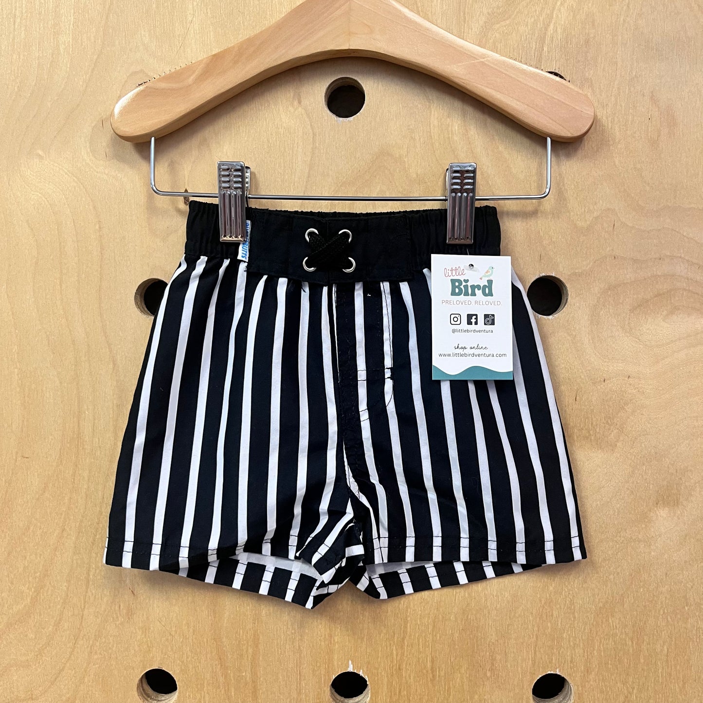 Black & White Swim Trunks