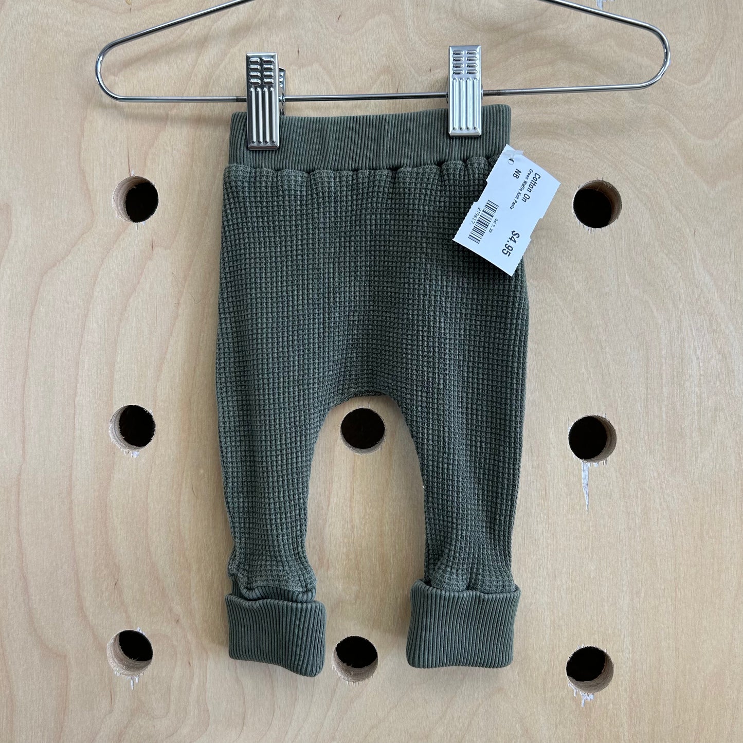 Green Waffle Knit Pants