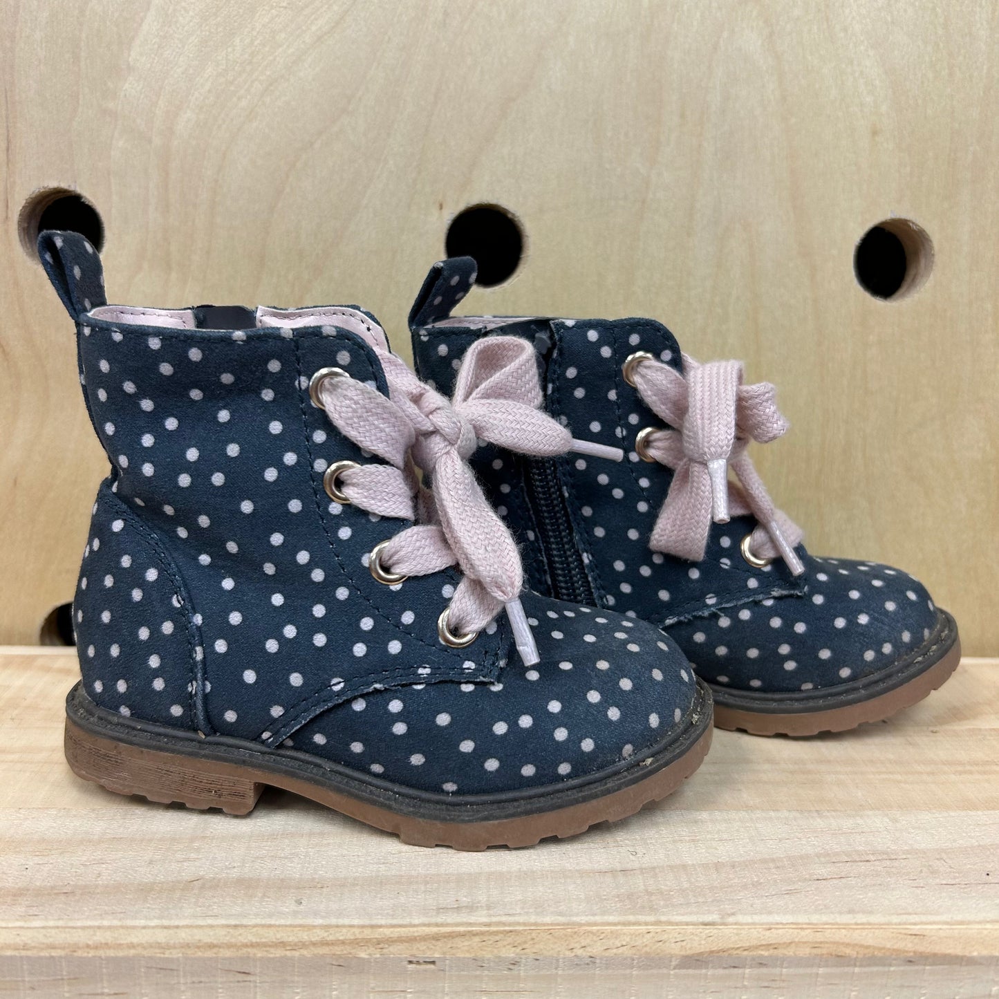Grey & Pink Polka Dot Boots