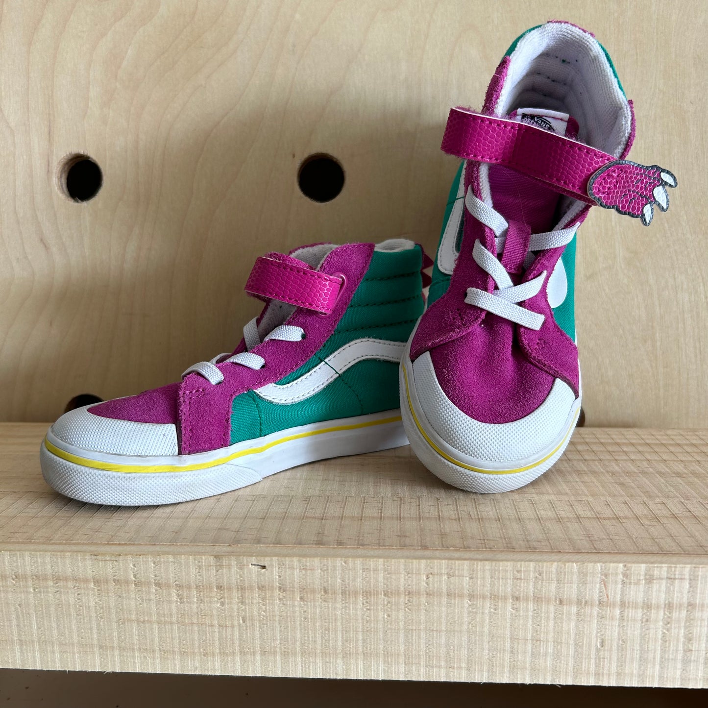 Teal & Purple Dino Velcro Hi-Tops