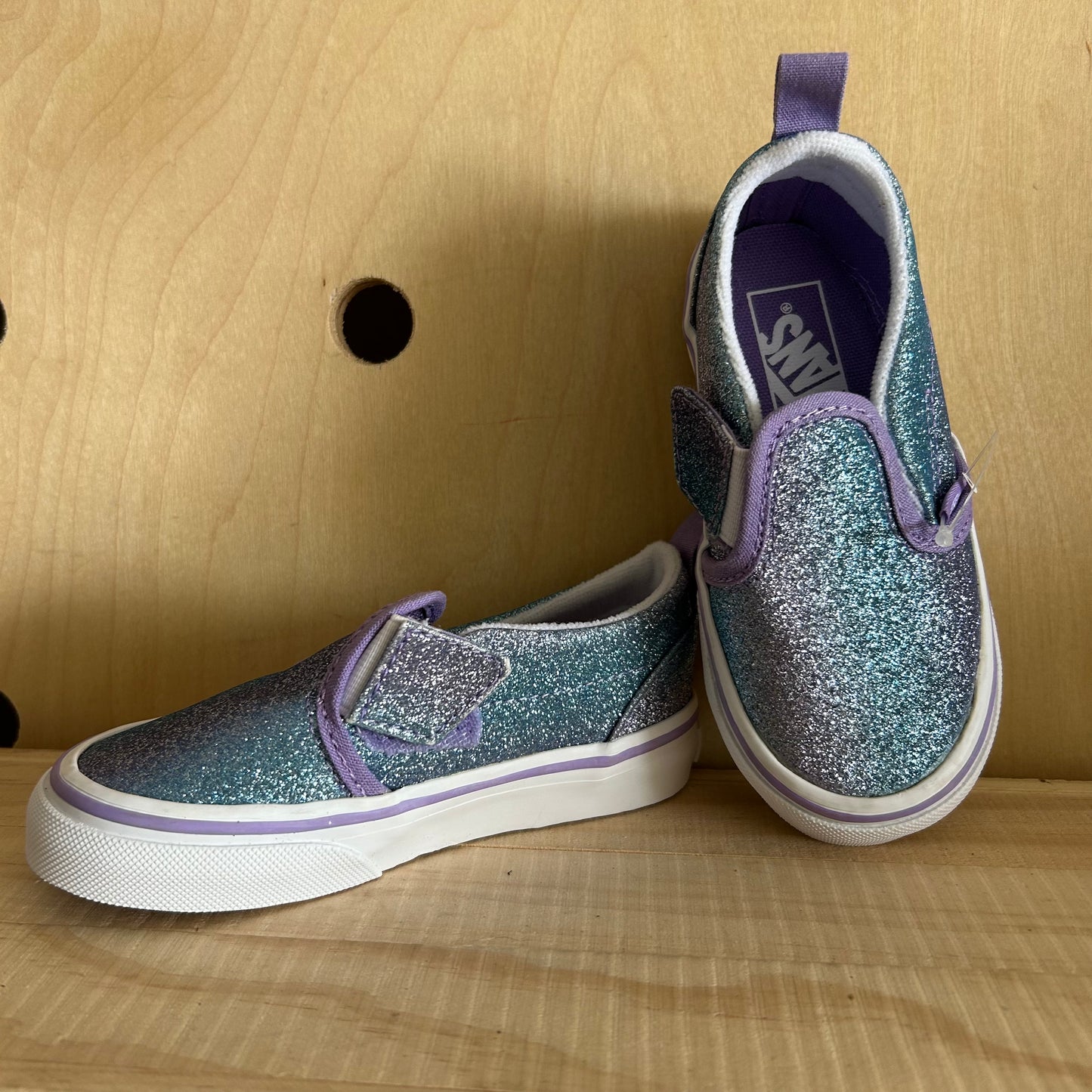 Blue & Purple Glitter Slip Ons