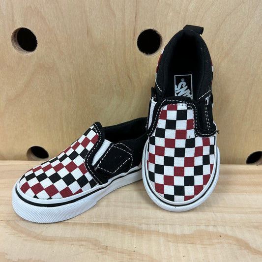Black & Red Checkered Slip Ons