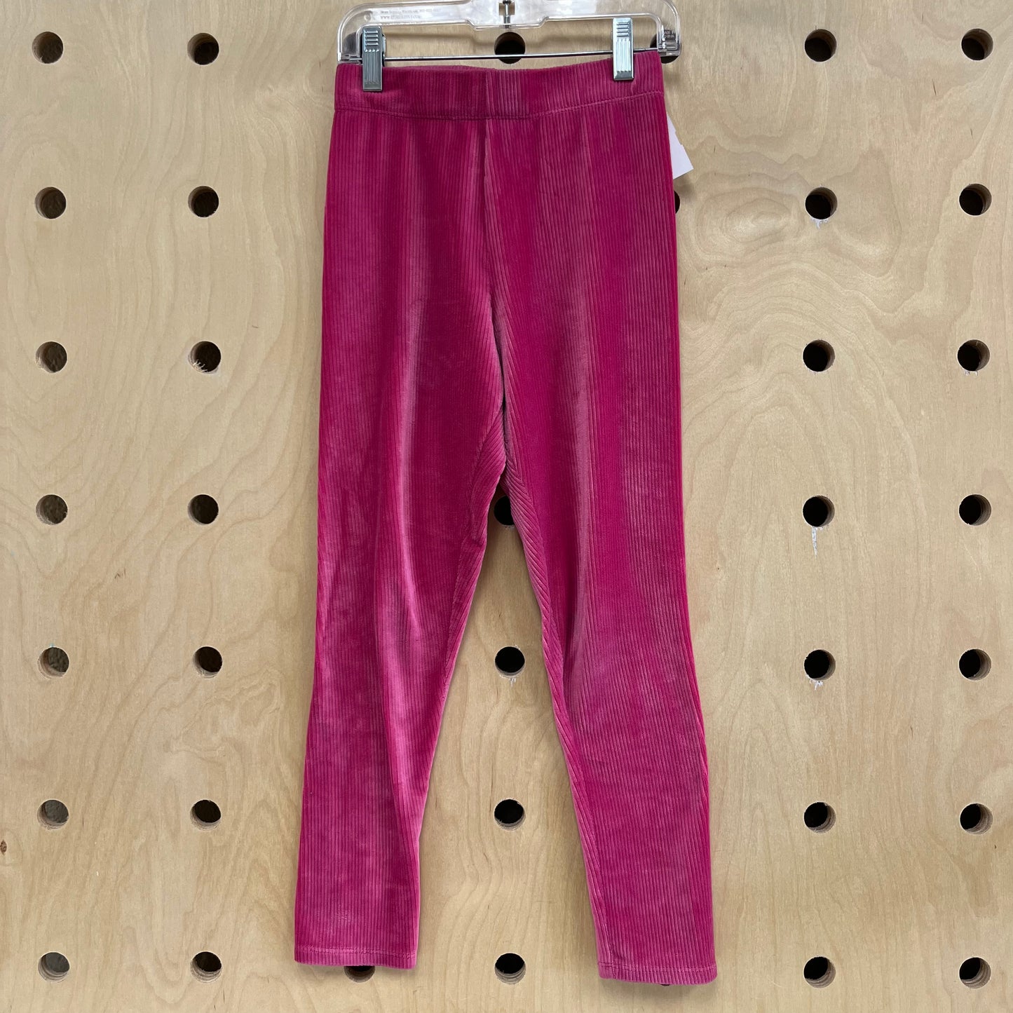 Pink Ribbed Velour Leggings