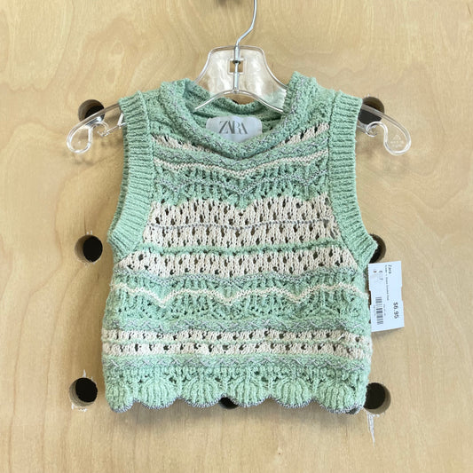 Cream + Green Crochet Vest