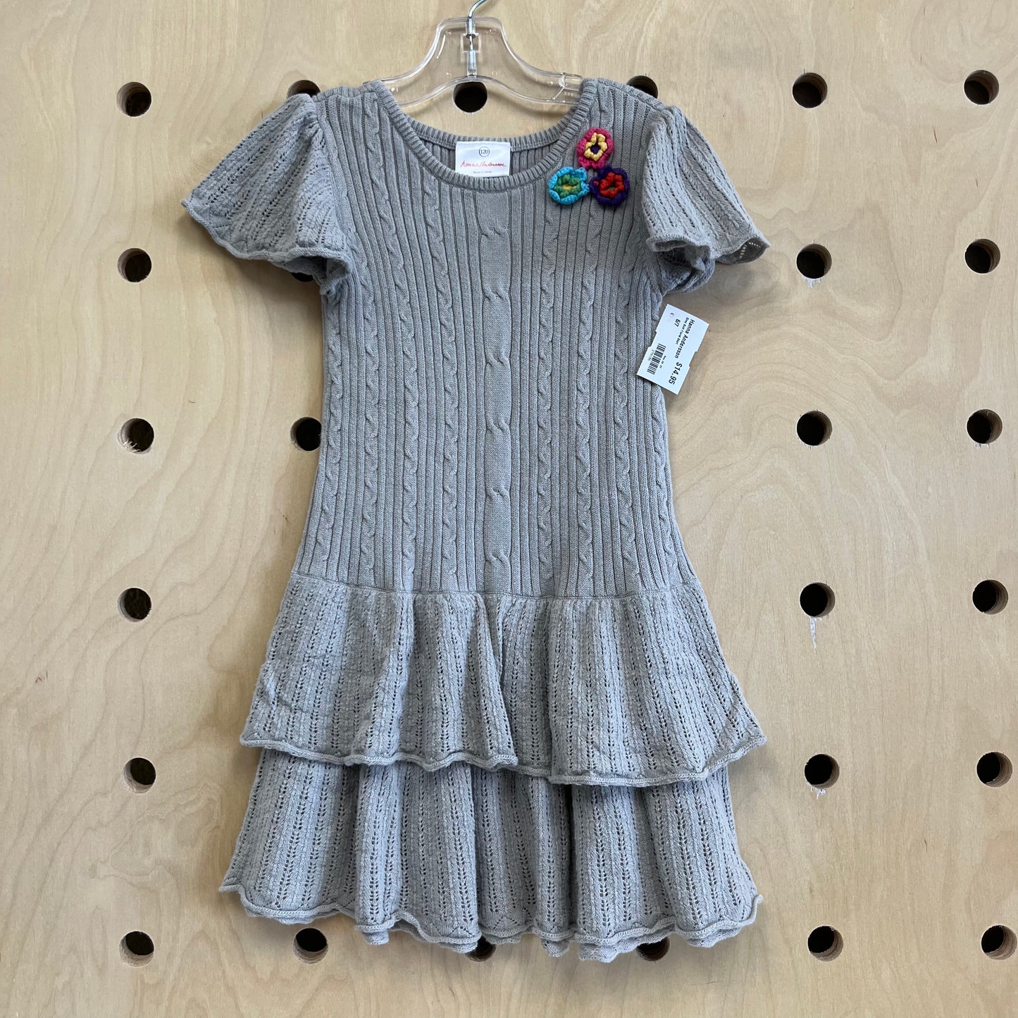 Grey Knit Floral Dress