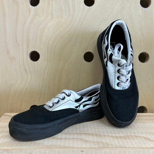 Black & Silver Flames Low Tops
