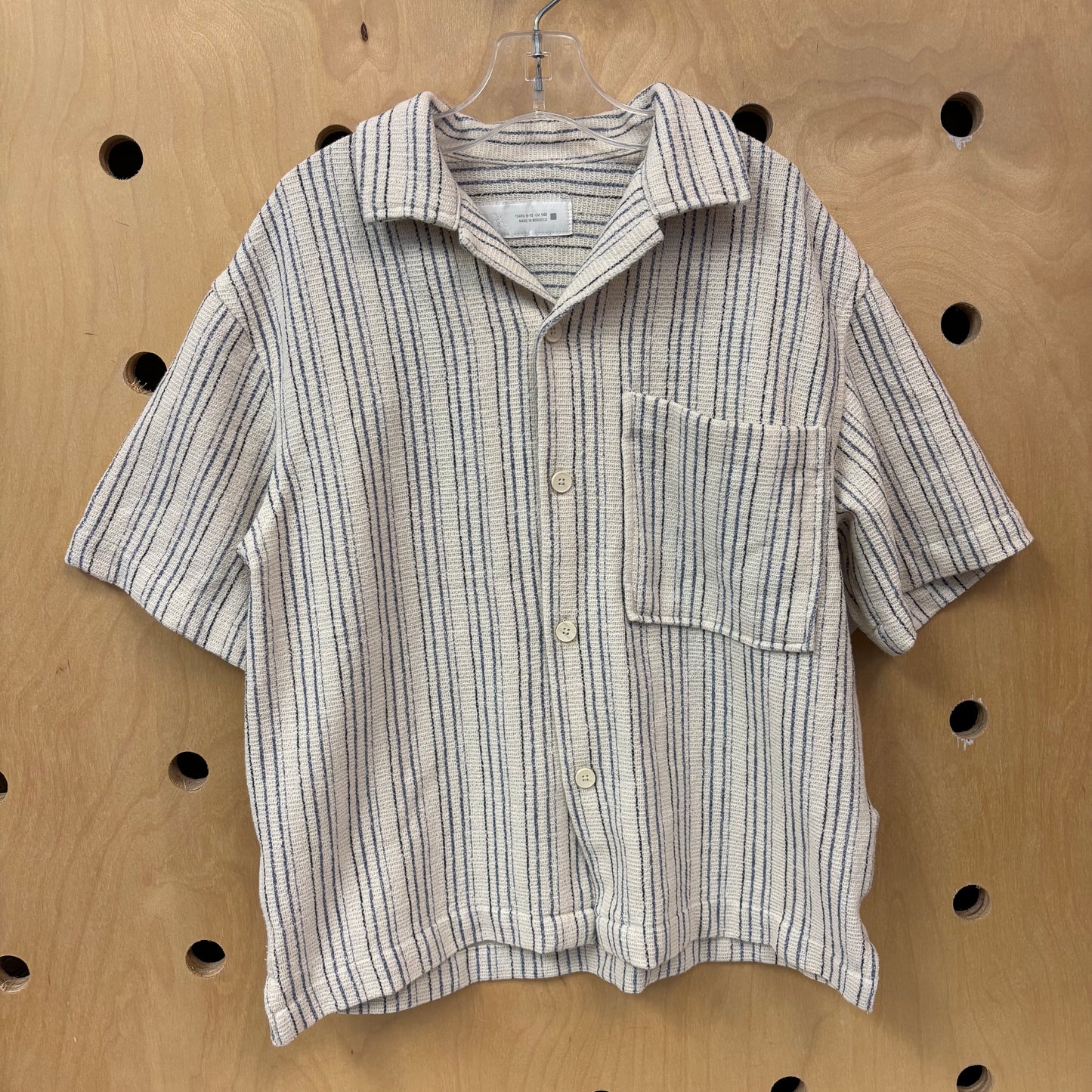 Cream + Blue Knit Button Up