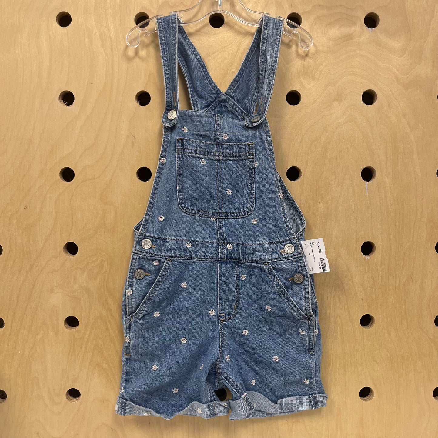 Denim Floral Shortalls