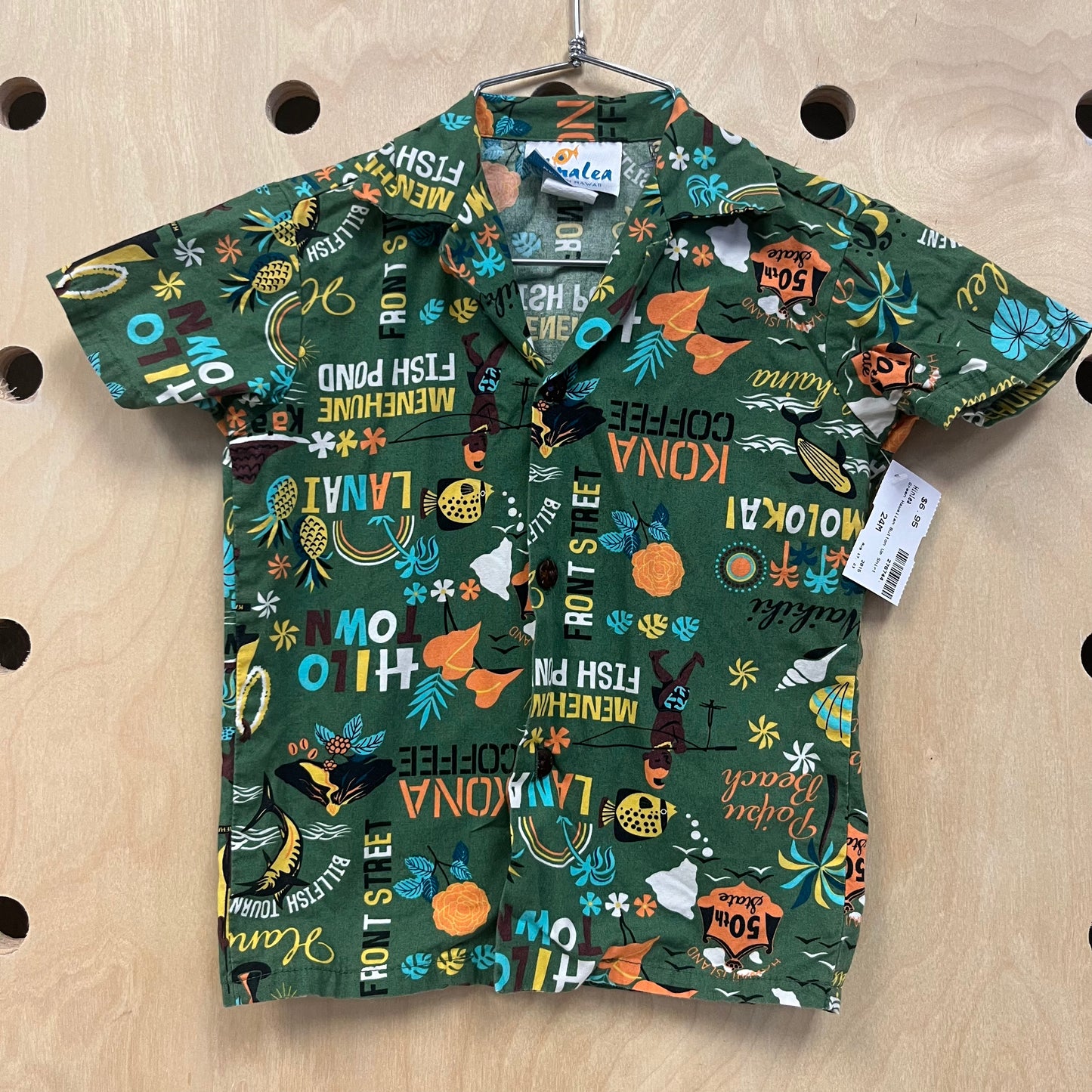 Green Hawaiian Button Up Shirt