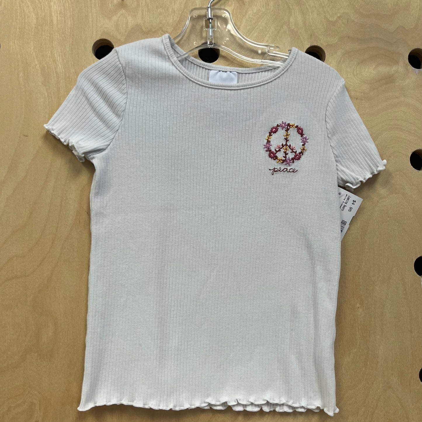 White Ribbed Peace Tee
