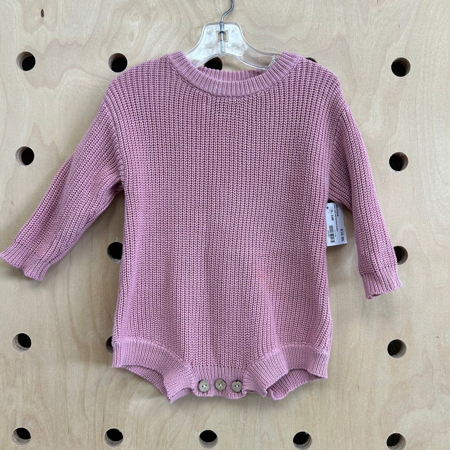 Pink Loose Knit Oversized Romper