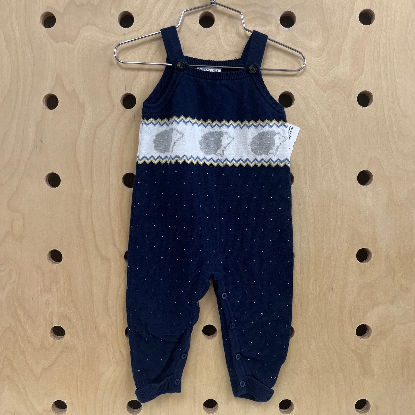Blue Knit Hedgehog Romper