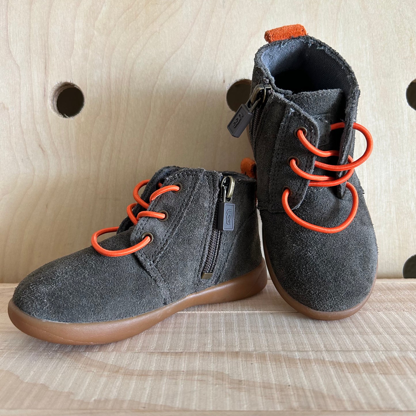 Grey Suede Side Zipper Boots