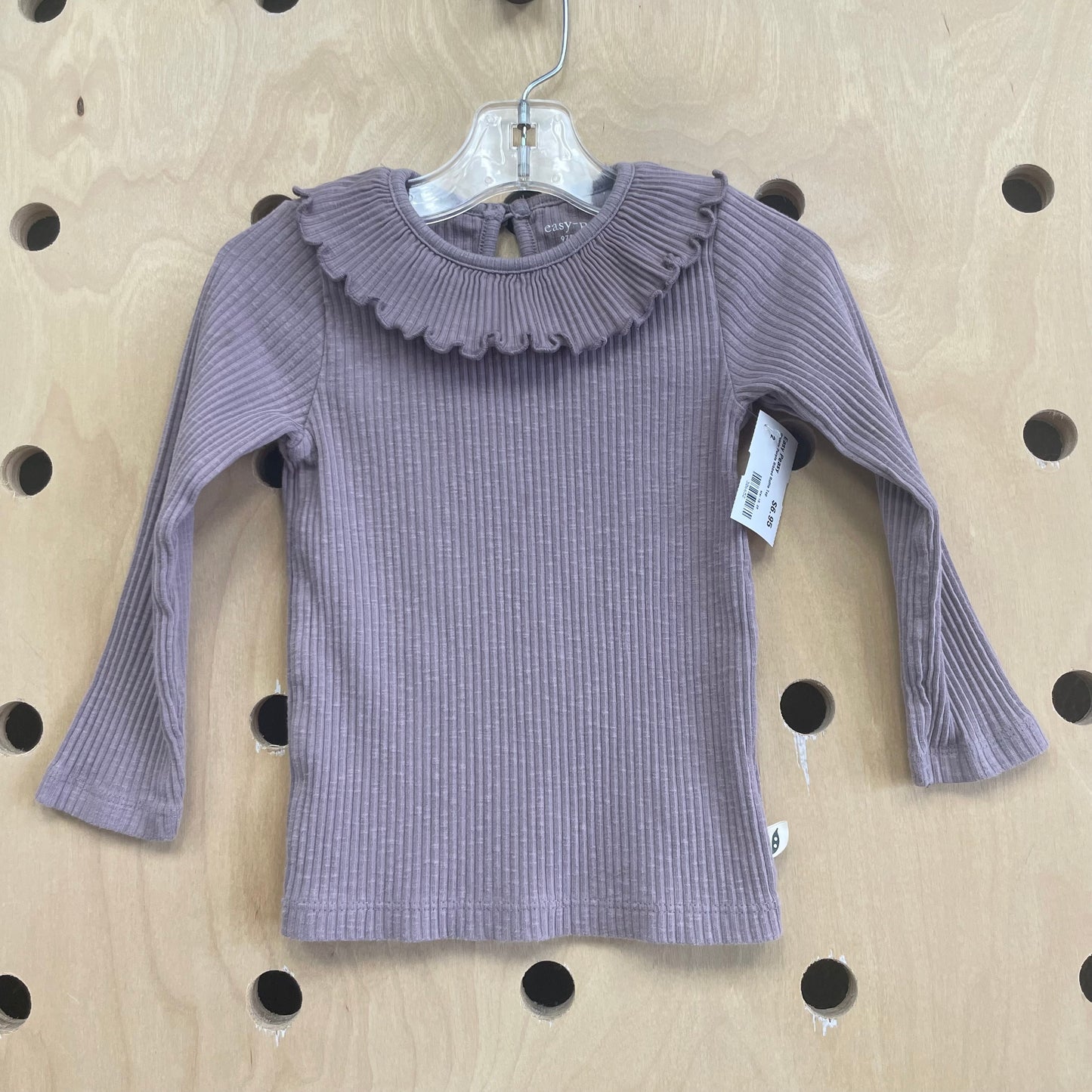 Organic Purple Ribbed Ruffle Top