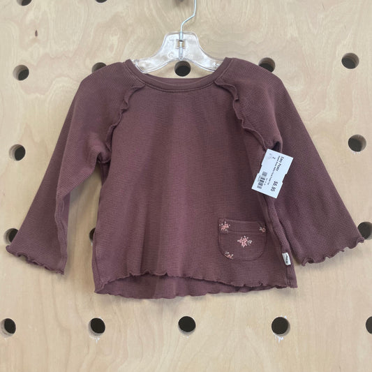 Organic Brown Waffle Floral Pocket Top