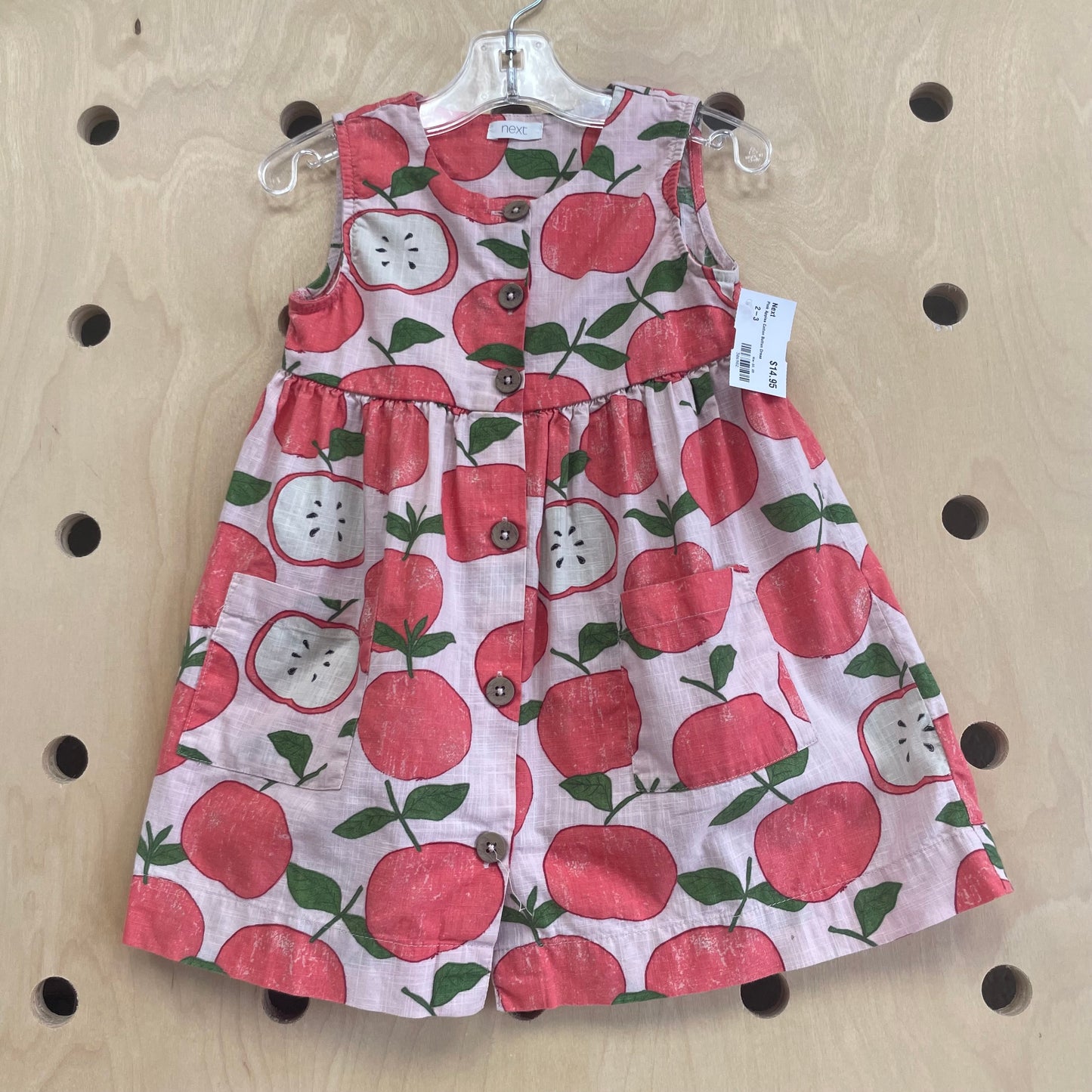 Pink Apples Cotton Button Dress