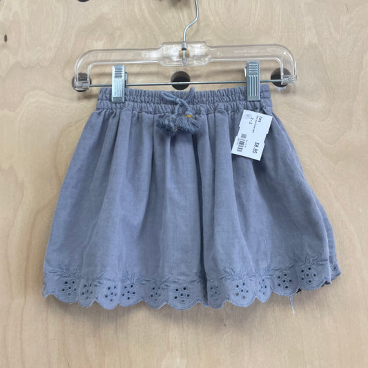 Grey Cord Eyelet Skirt