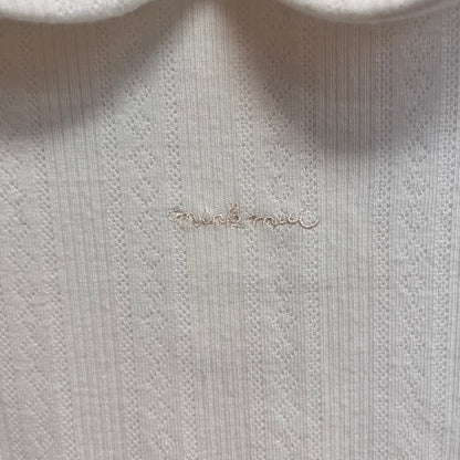 White Collared Pointelle LS
