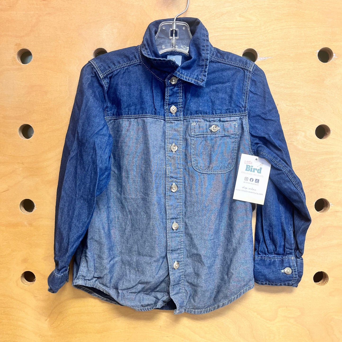 Two Toned Chambray Button Up Shirt