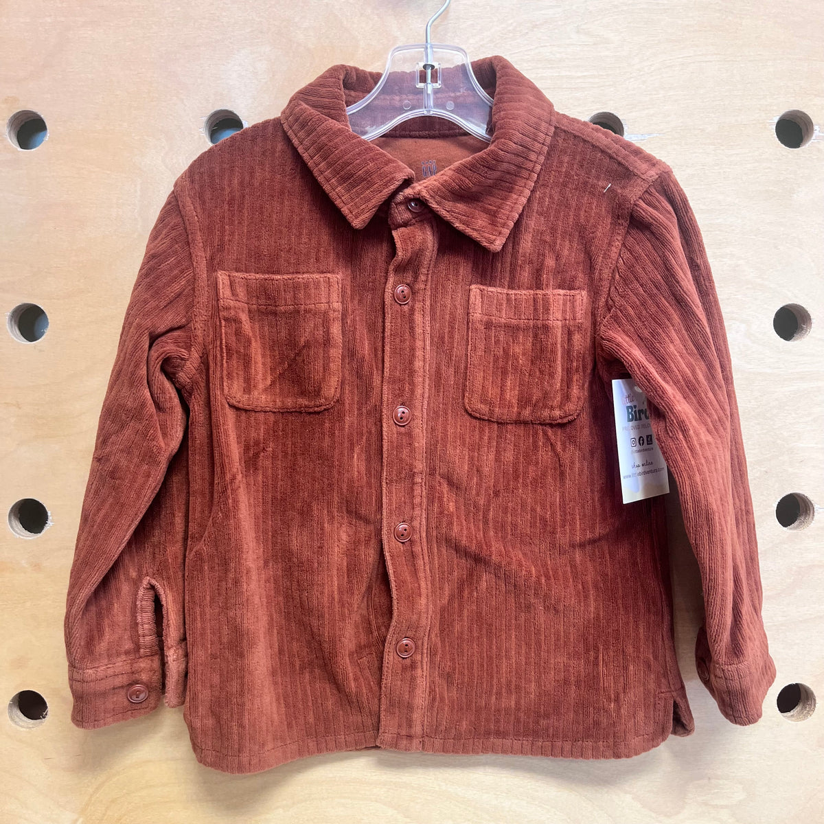 Brown Ribbed Soft Button Up Shirt