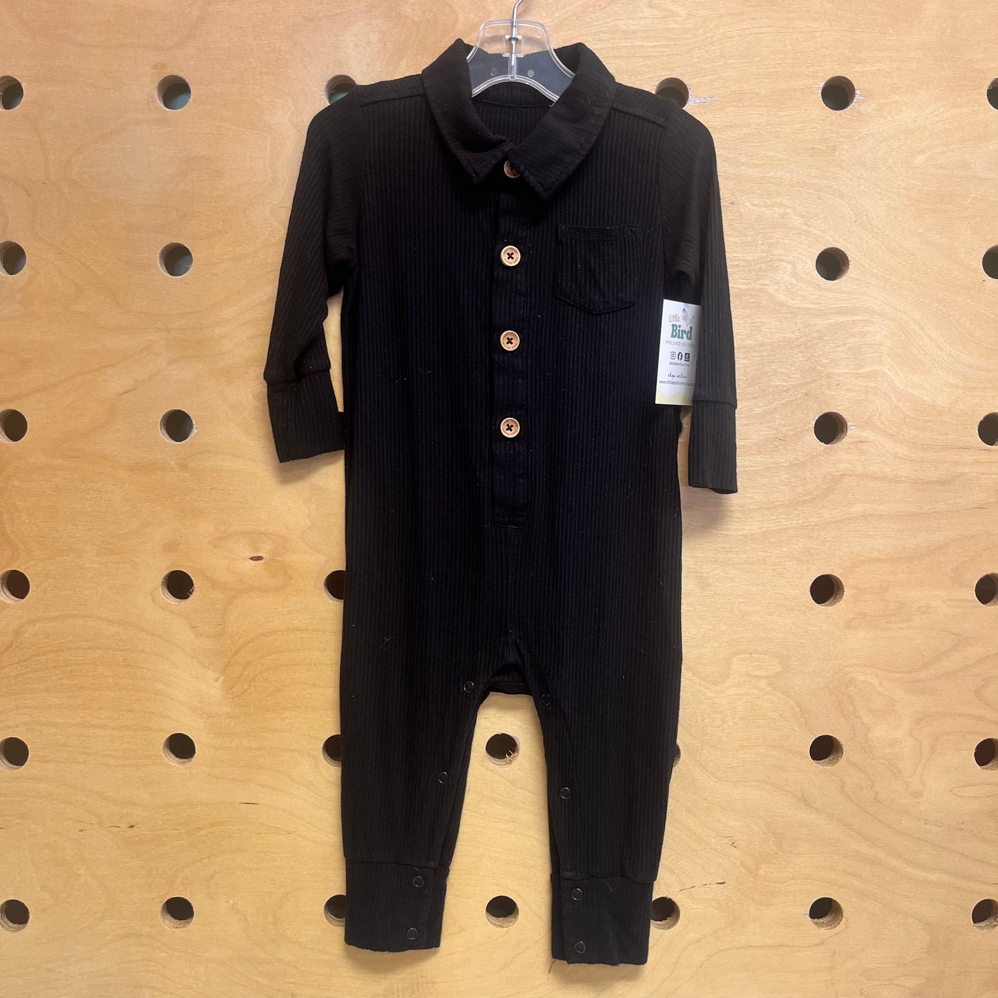 Black Ribbed Romper