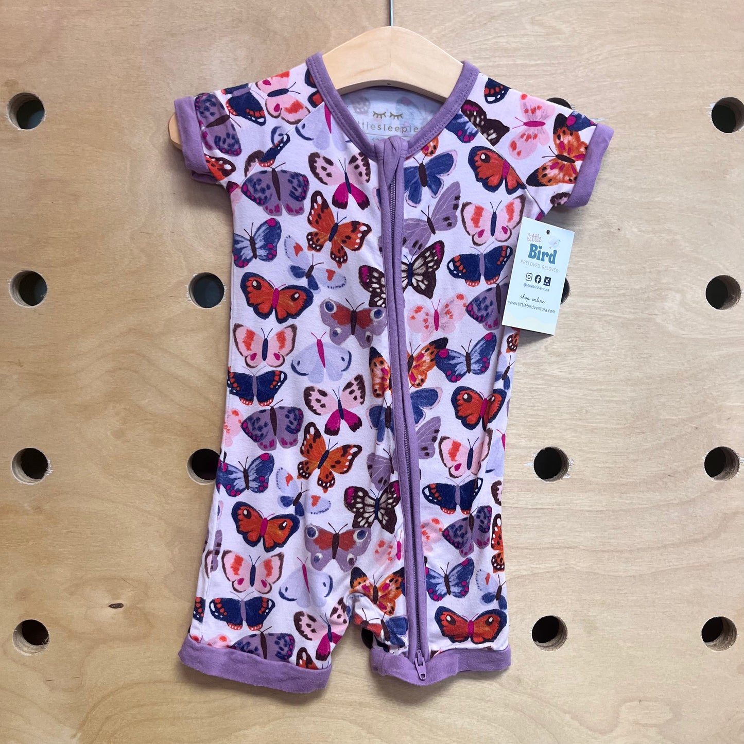 White/Purple Bamboo Butterfly Zippy