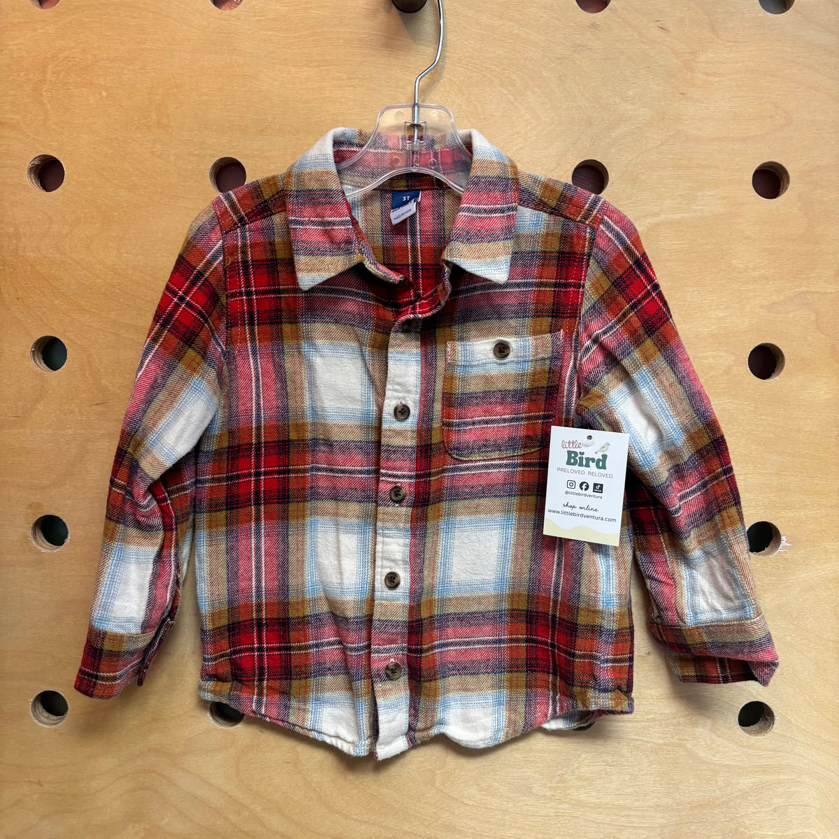 Red/Tan Plaid Button Up