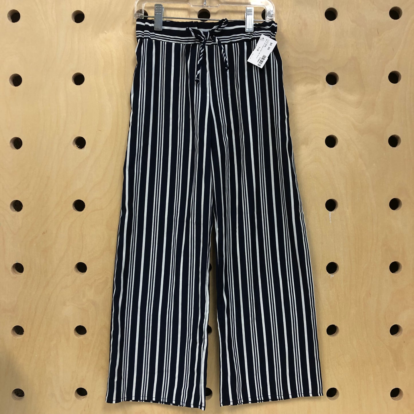 Navy Striped Wide Leg Pants