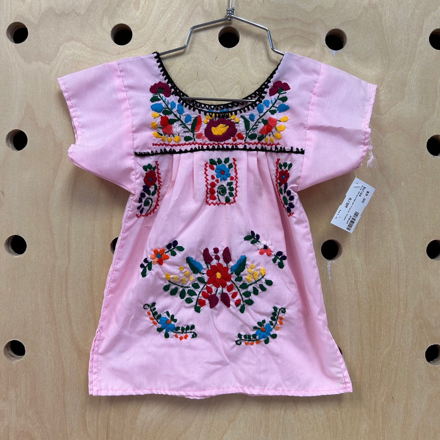 Pink Emrboidered Floral Dress
