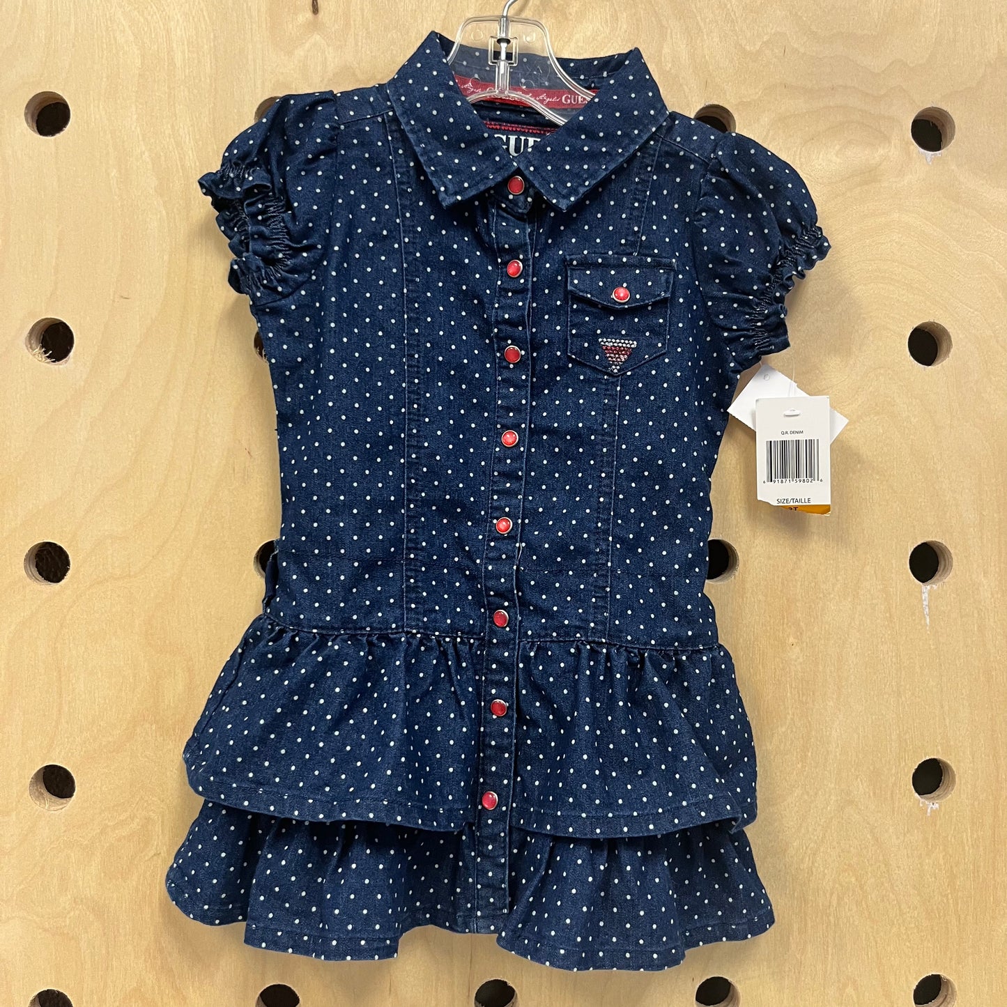 Blue Polkadot Button Down Dress