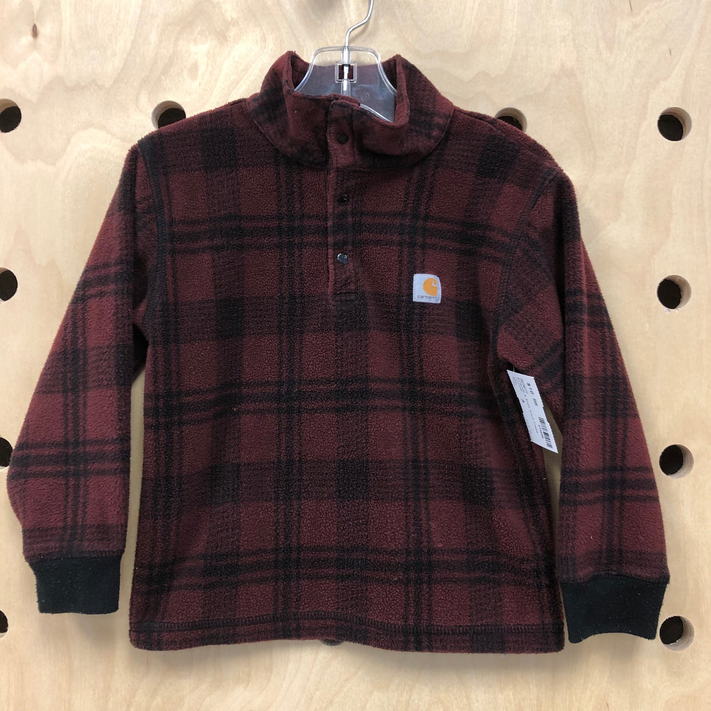 Burgundy & Black Plaid Fleece Pullover