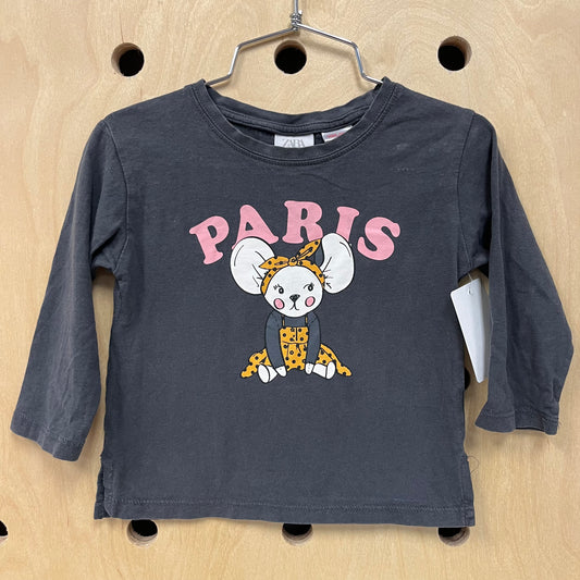 Grey Paris Mouse LS Tee