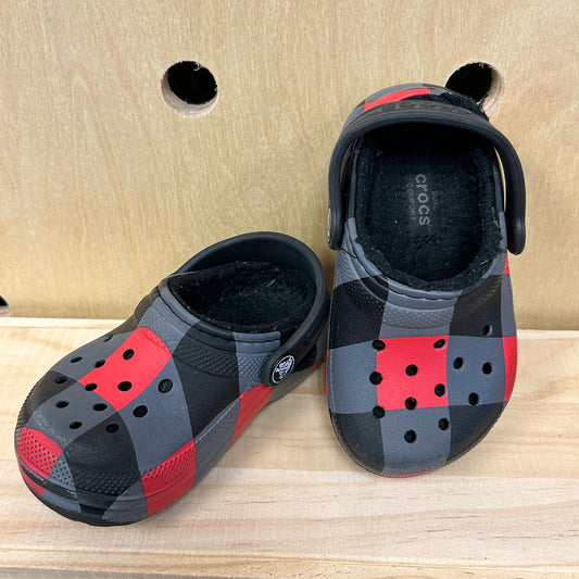 Black Red & Grey Lined Clogs