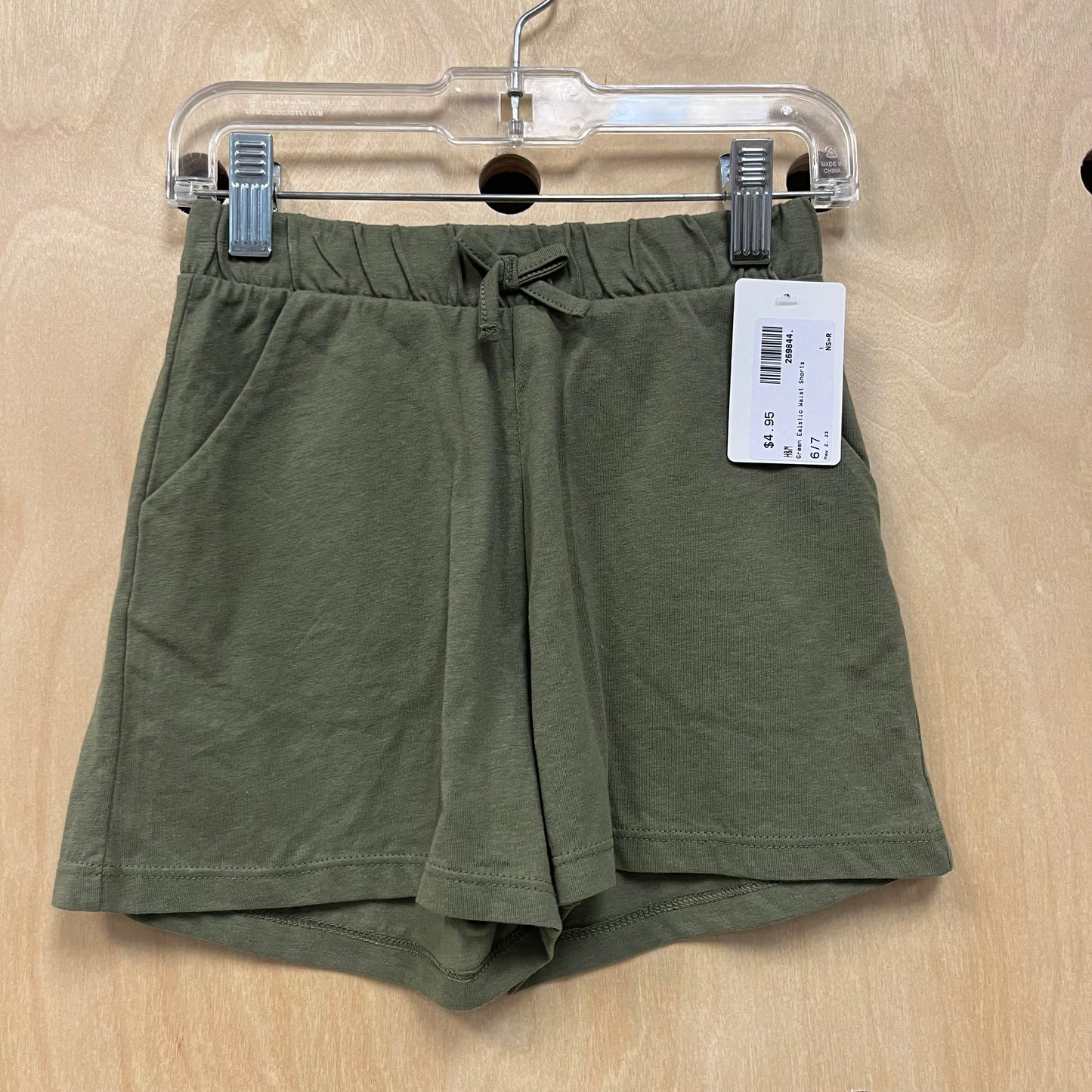 Green Elastic Waist Shorts