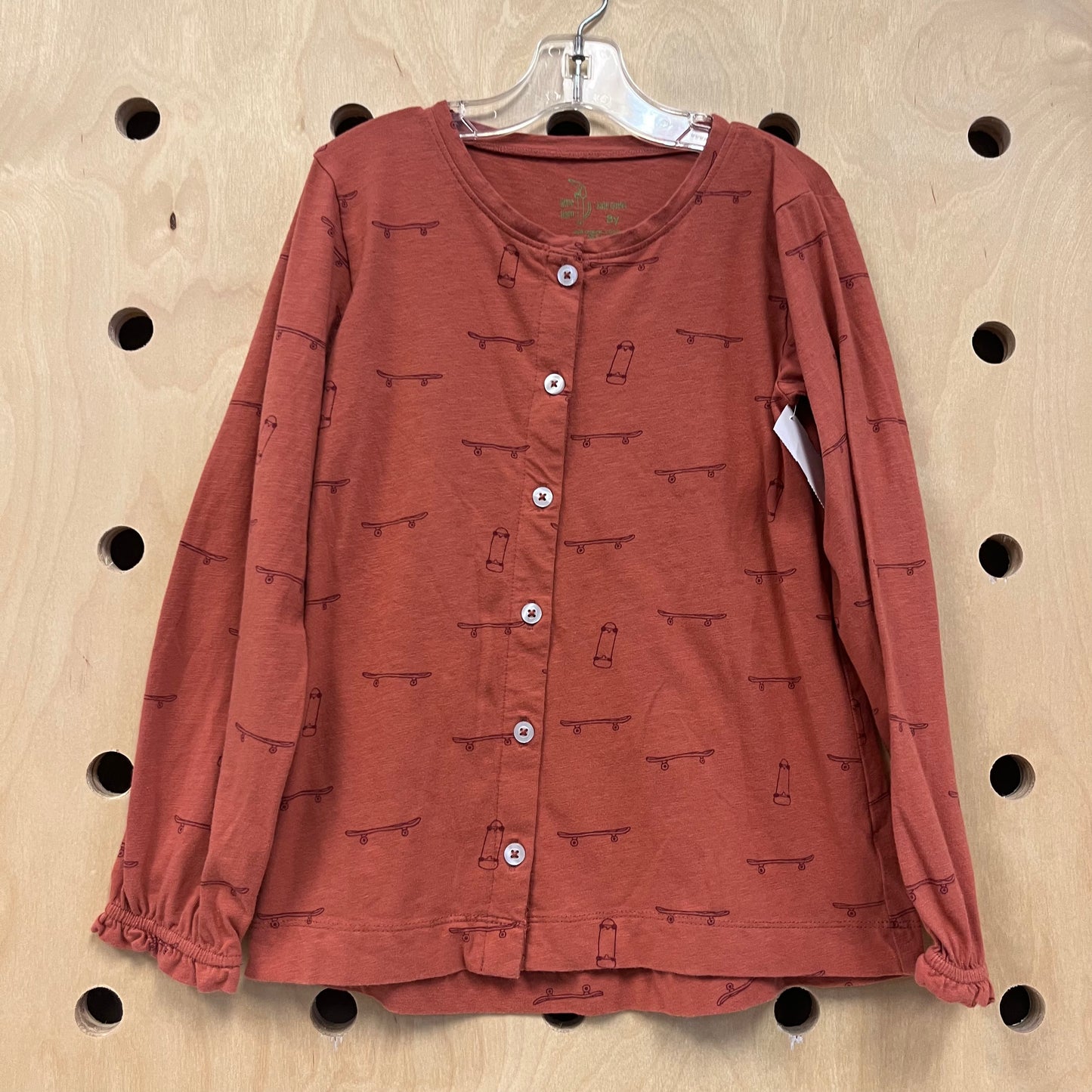 Orange Skateboard Button Front Long Sleeve