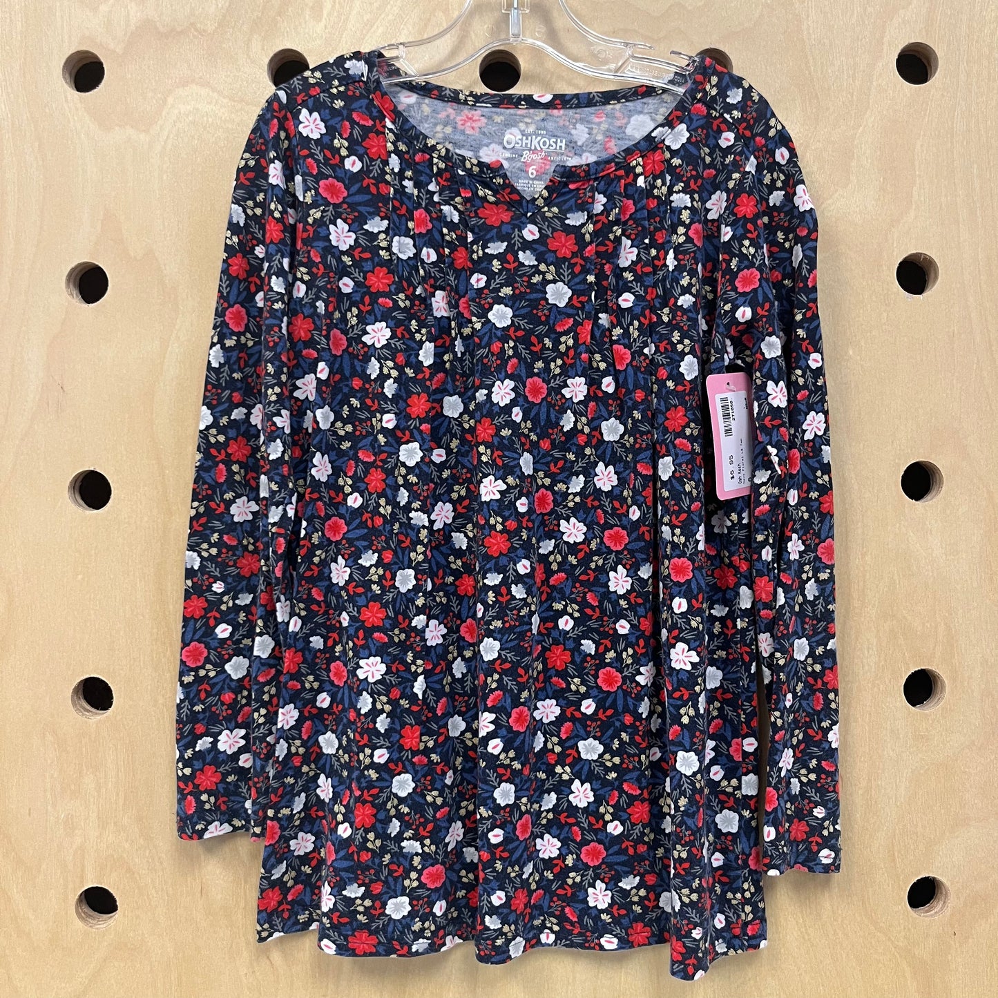 Navy Floral LS Top