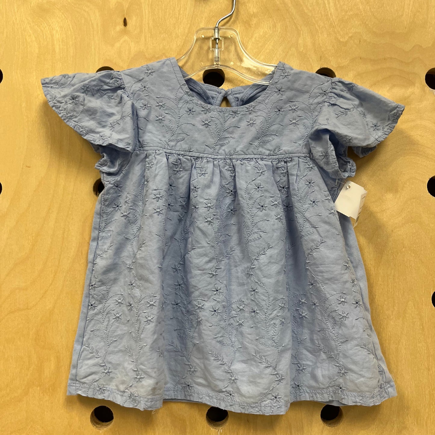 Blue Eyelet Flutter Sleeve Top