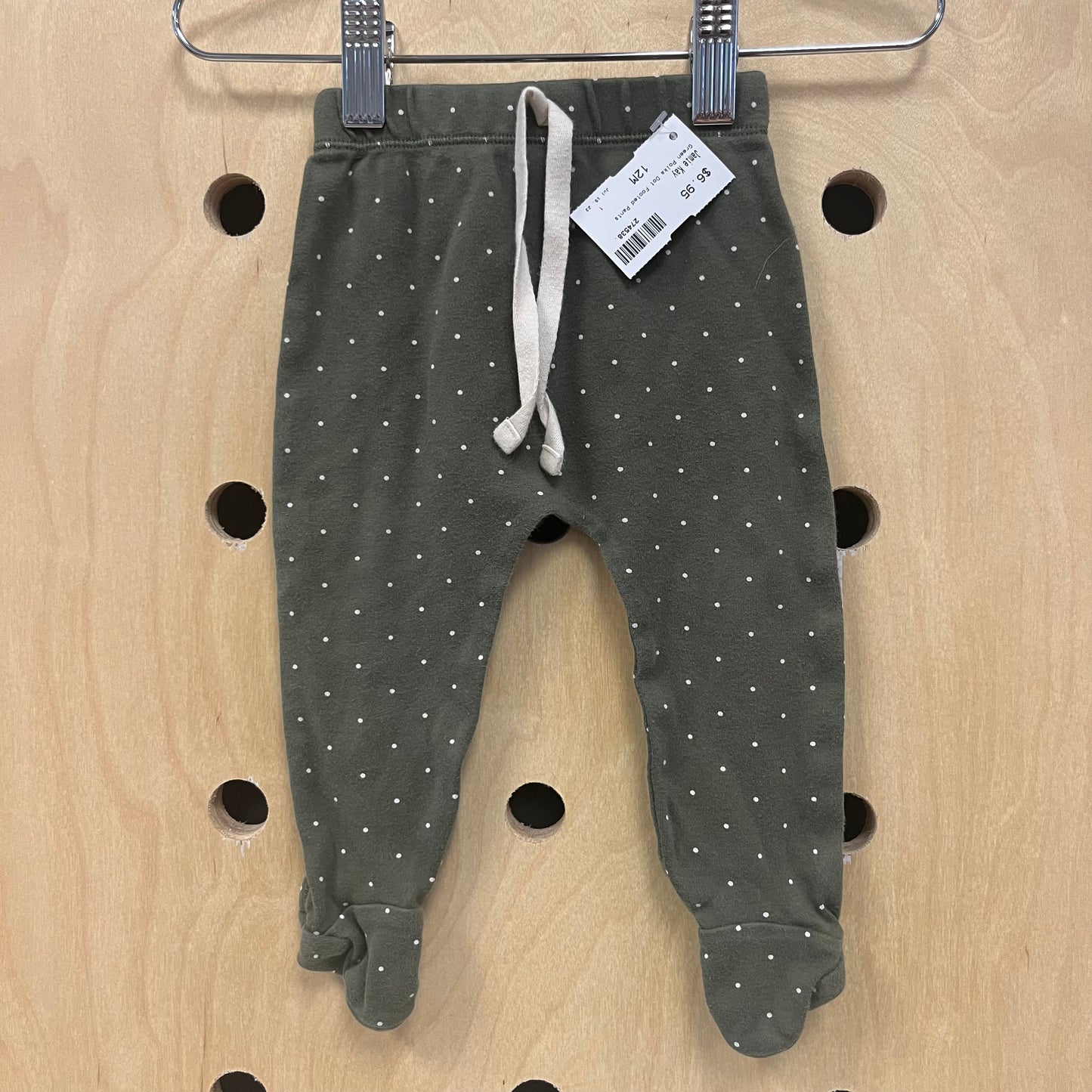 Green Polka Dot Footed Pants