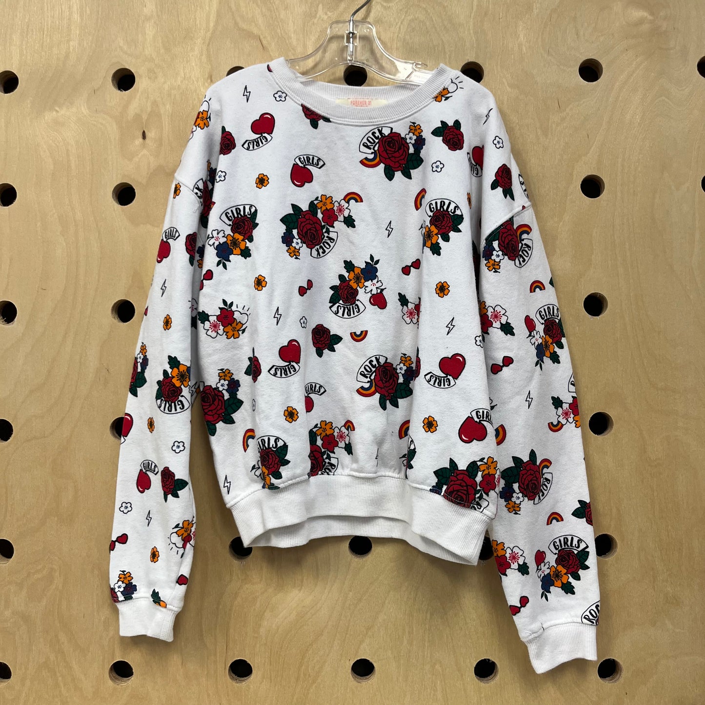 White Tattoo Floral Sweatshirt