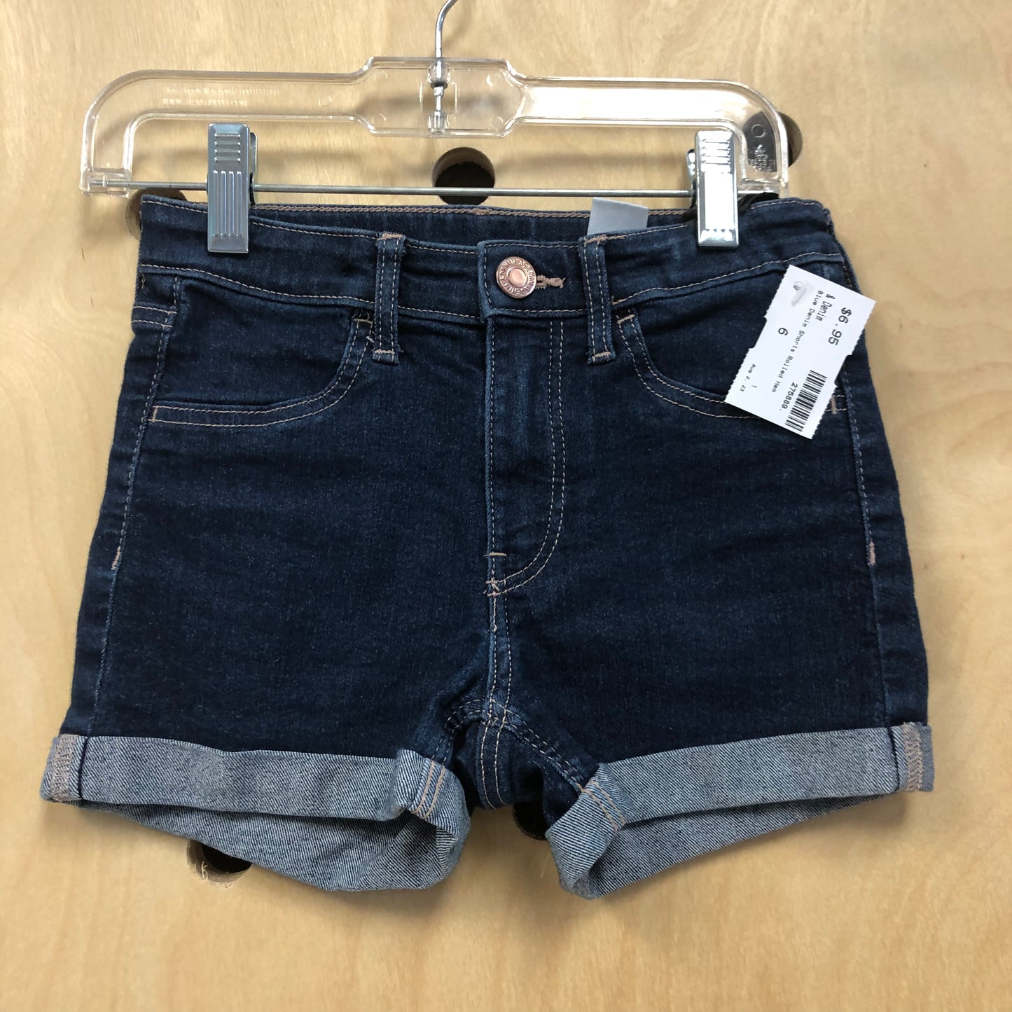 Blue Denim Shorts Rolled Hem